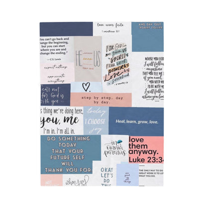 Inspirational Patchwork Velveteen Plush Blanket – Motivational Quotes (Luke 23:34)