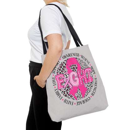 Breast Cancer Awareness "Fight" Pink Ribbon Tote Bag