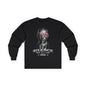 Silence Graphic Long Sleeve Tee — 'Silence' Poster Design with Shushing Figure