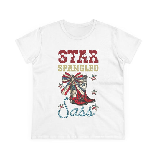 Sassy Star Spangled Tee, Patriotic T-Shirt, Women's Independence Day Shirt, Fourth of July Top, Casual Summer Tee