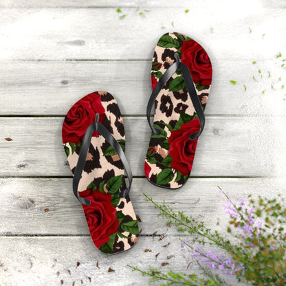 Rose Print Flip Flops - Stylish Summer Sandals for Beach & Casual Wear