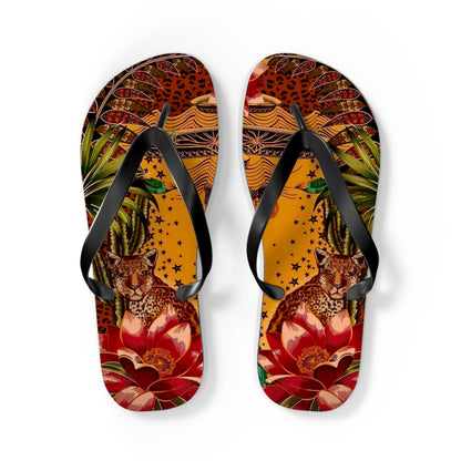 Tropical Leopard Flip Flops - Colorful Summer Footwear
