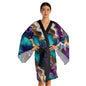 Elegant Long Sleeve Kimono Robe with Colorful Abstract Design