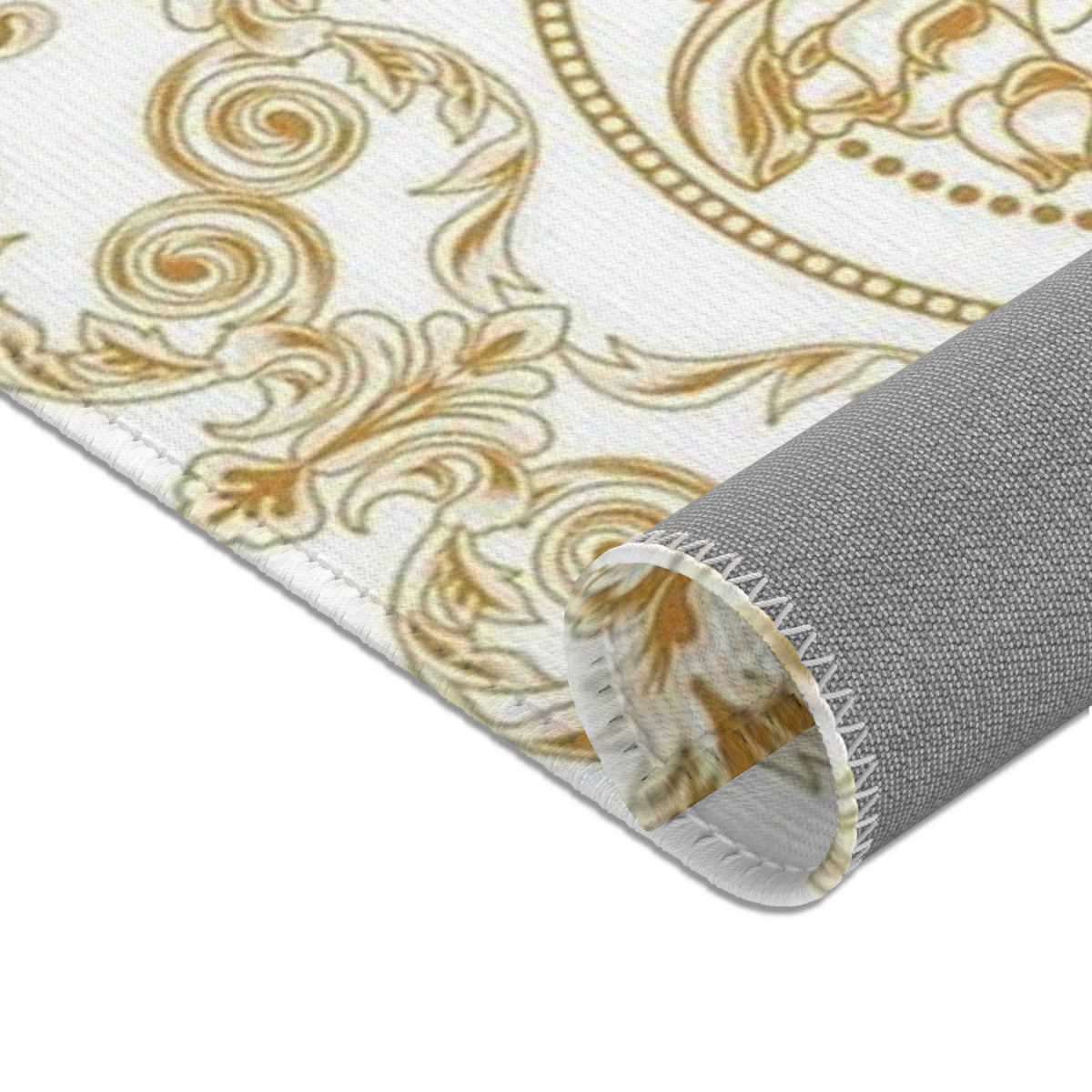Baroque Medusa Area Rug – Gold Ornate Decorative Accent Rug