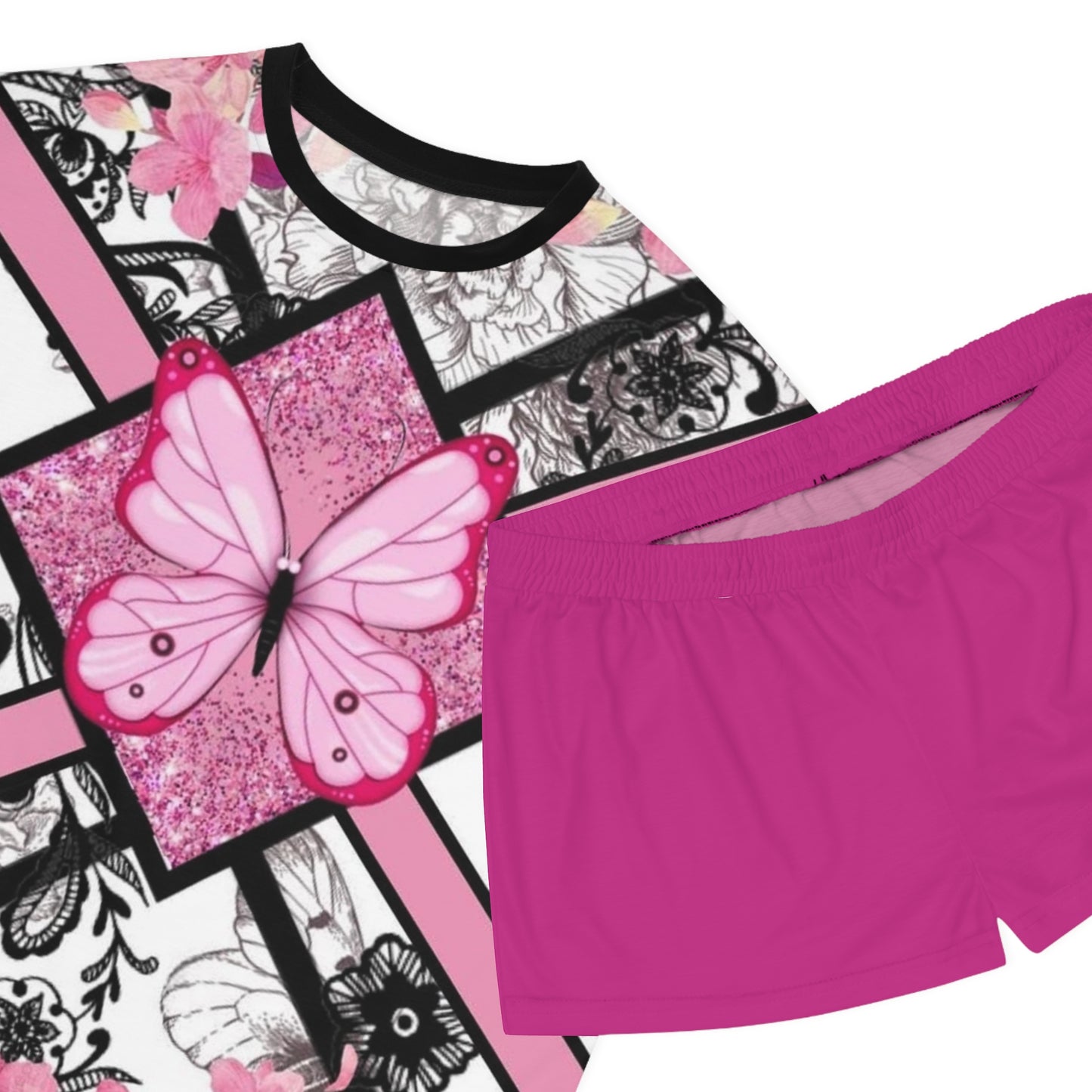 Floral Butterfly Women's Short Pajama Set for Cozy Nights