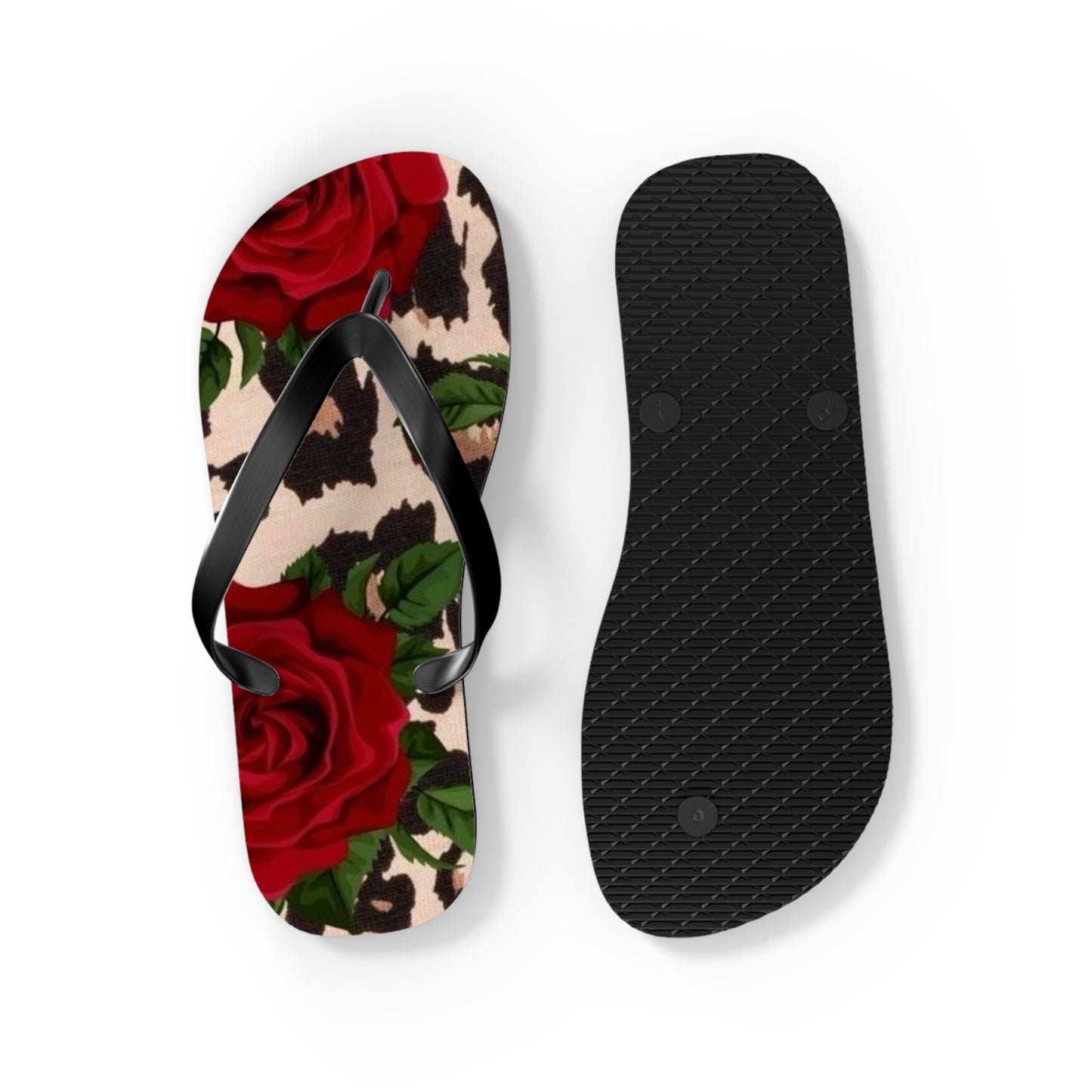 Rose Print Flip Flops - Stylish Summer Sandals for Beach & Casual Wear