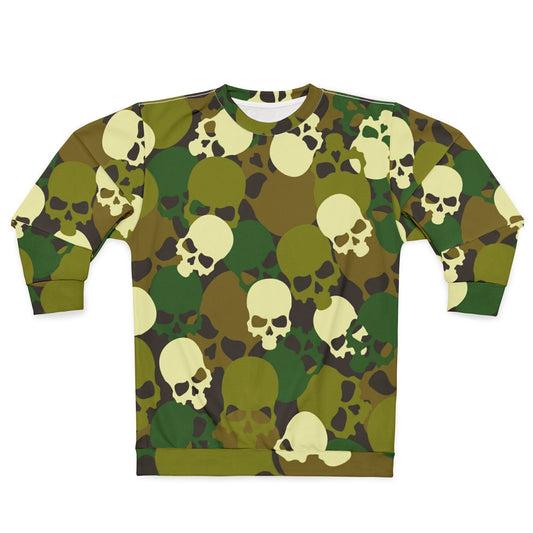 Skull Camouflage Unisex Sweatshirt, Trendy Streetwear, Goth Style, Halloween Fashion, Comfortable Casual Wear, Gift for Him and Her