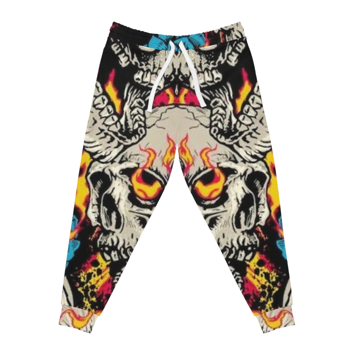 Flaming Skull & Rose Athletic Joggers — Bold Streetwear Sweatpants