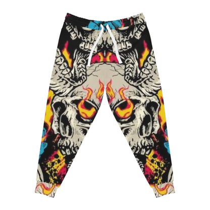 Flaming Skull & Rose Athletic Joggers — Bold Streetwear Sweatpants