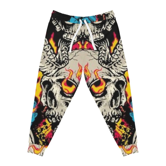 Flaming Skull & Rose Athletic Joggers — Bold Streetwear Sweatpants