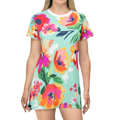 T-Shirt-Kleid mit Blumendruck