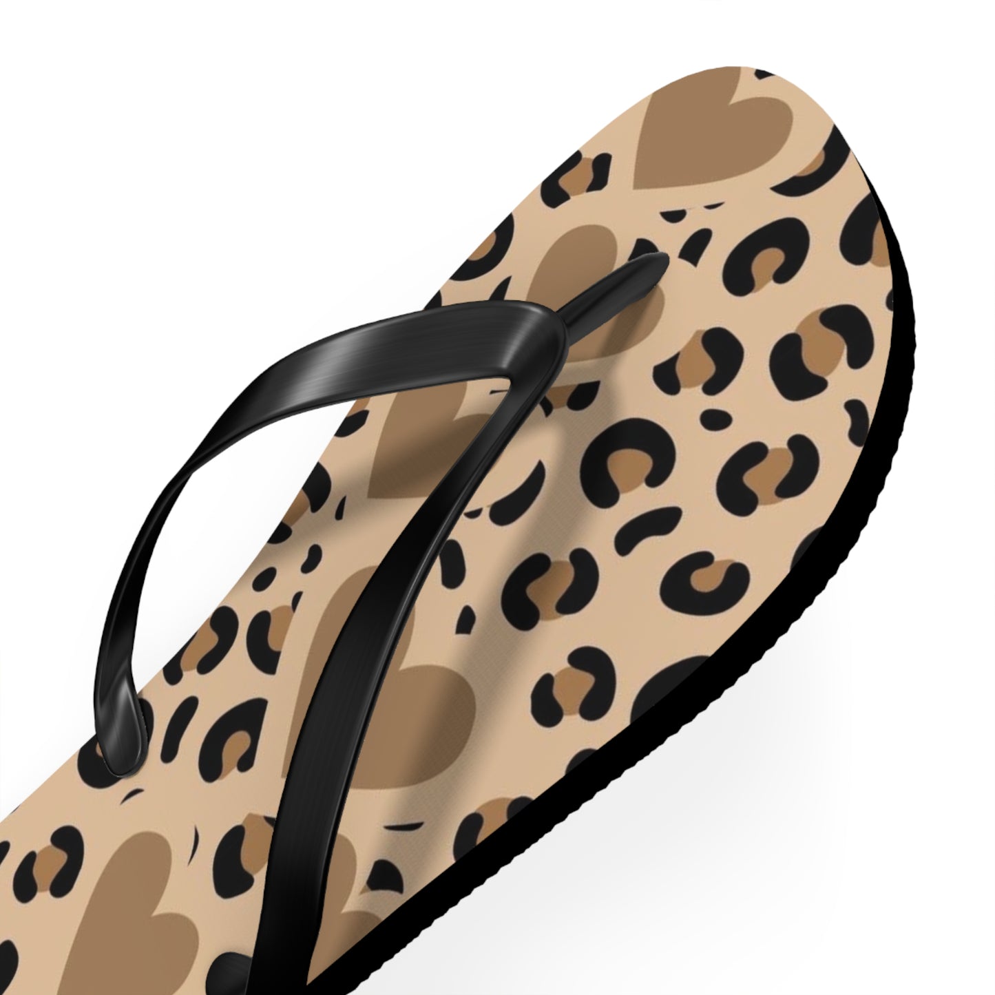 Leopard Print Heart Flip Flops – Trendy Summer Sandals for Beach and Casual Wear