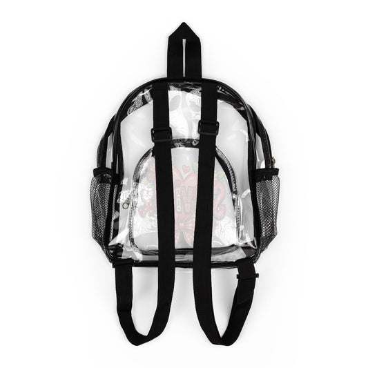 Clear Stadium Backpack — Pink Floral "Survivor" Design