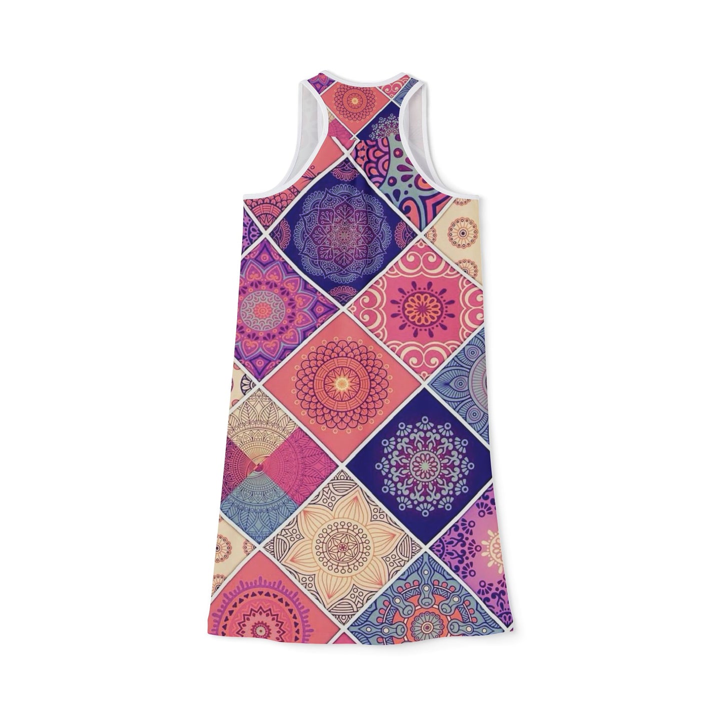 Colorful Geometric Boho Patchwork Women’s Racerback Sundress