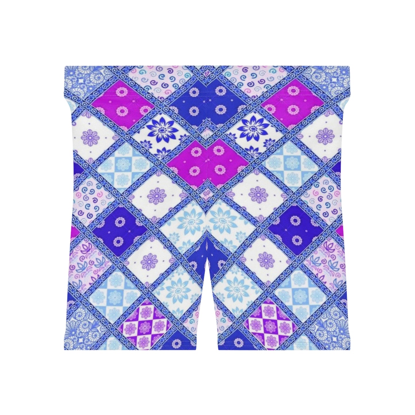 Stylish Women’s Biker Shorts with Colorful Mosaic Pattern
