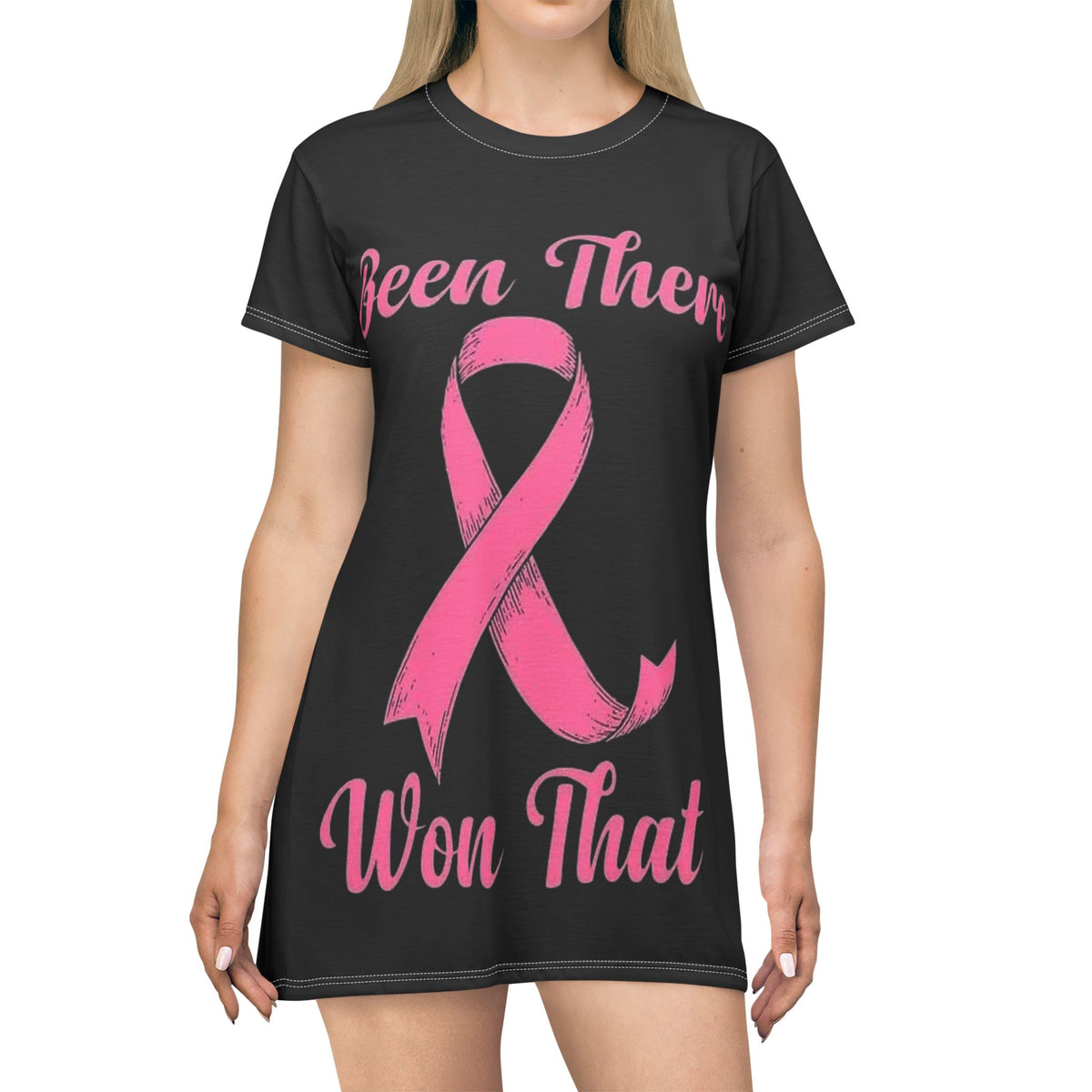 Breast Cancer Survivor T-Shirt Dress – "Been There Won That" Pink Ribbon