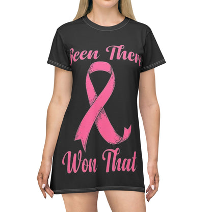 Breast Cancer Survivor T-Shirt Dress – "Been There Won That" Pink Ribbon