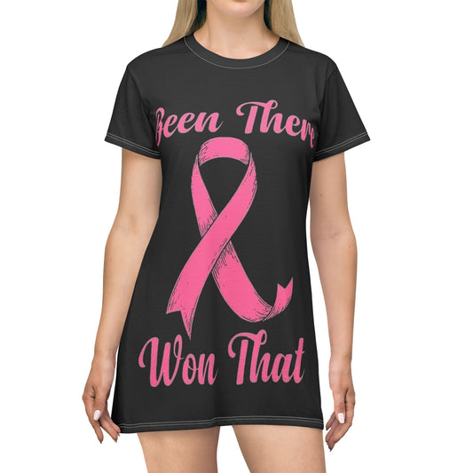 Breast Cancer Survivor T-Shirt Dress – "Been There Won That" Pink Ribbon