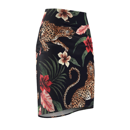 Tropical Leopard Print Pencil Skirt - Stylish Floral Design for Women
