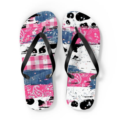 Trendy Pink Bandana Flip Flops - Stylish Summer Footwear for Beach & Casual Outings