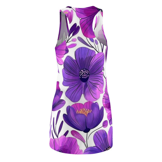 Purple Floral Racerback Dress — All-Over Print Women’s Summer Dress