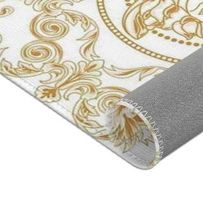 Baroque Medusa Area Rug – Gold Ornate Decorative Accent Rug