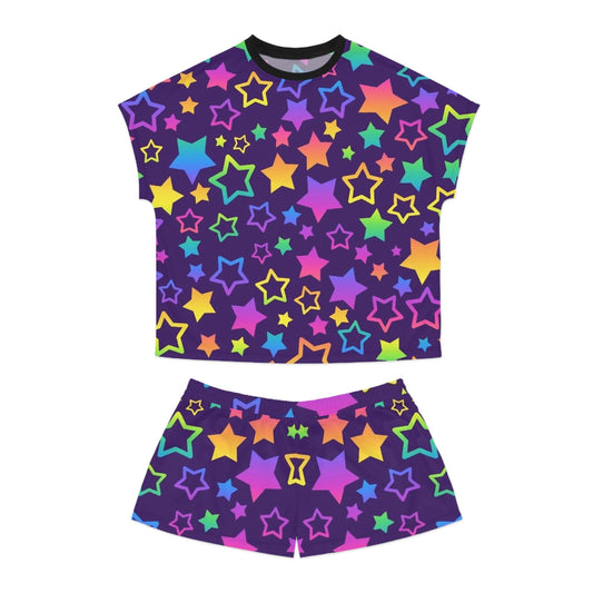 Colorful Star Pattern Women's Short Pajama Set - Cute & Comfy Sleepwear