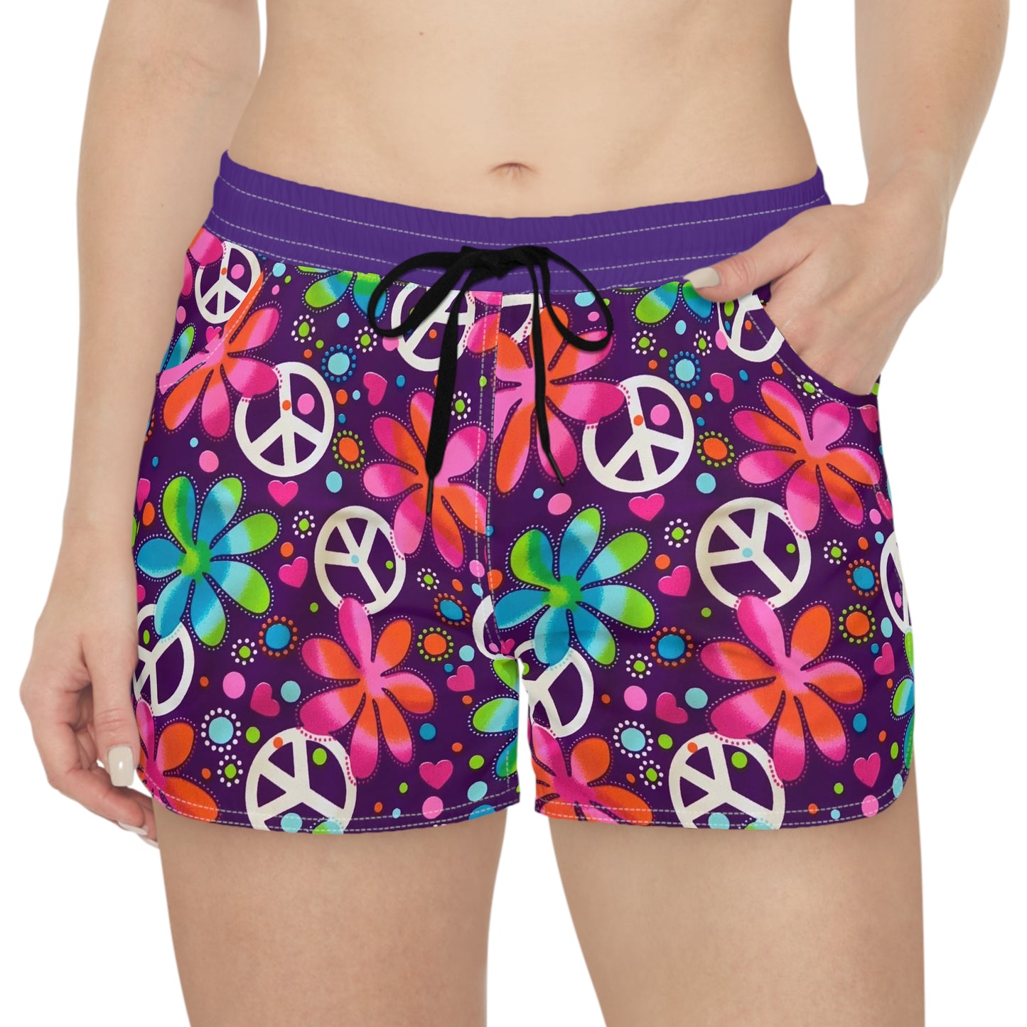 Flower Power Peace Sign Women's Summer Shorts