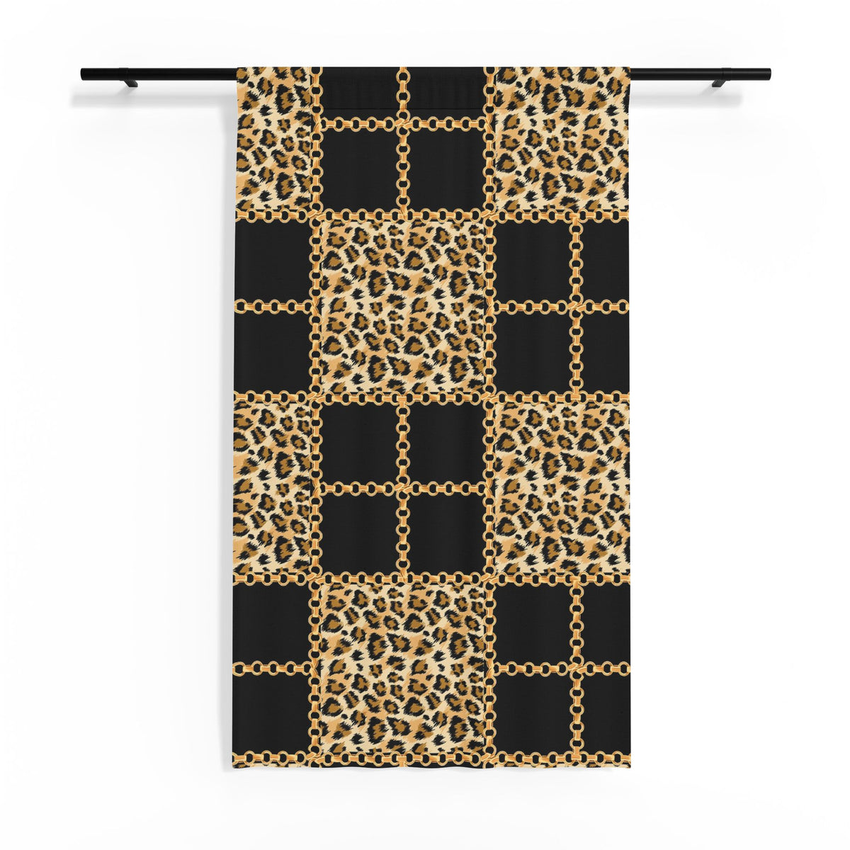Leopard Chain Patchwork Sheer Curtain — Animal Print Window Panel