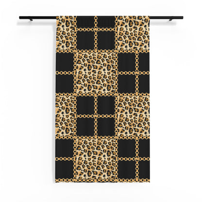 Leopard Chain Patchwork Sheer Curtain — Animal Print Window Panel