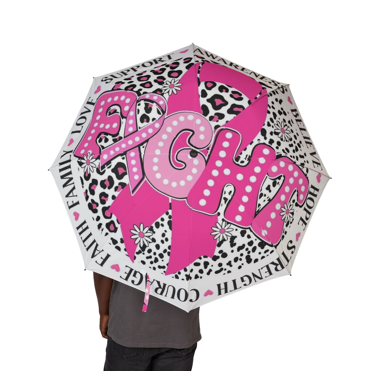 Pink Breast Cancer Awareness Umbrella — Hope, Strength & Support Foldable Umbrella