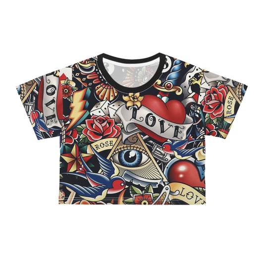 Vintage Love Tattoo inspired Crop Tee