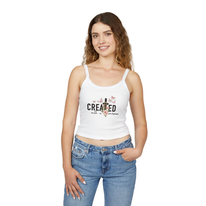Women's Spaghetti Strap Tank Top - 'Created with a Purpose' Floral Design