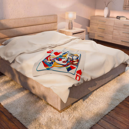 Queen of Hearts Pop Art Plush Blanket — Colorful Marilyn-Inspired Velveteen Throw