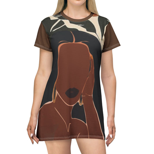 Abstract Melaninated Art Beauty Printed Graphic T-Shirt Dress