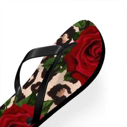 Rose Print Flip Flops - Stylish Summer Sandals for Beach & Casual Wear