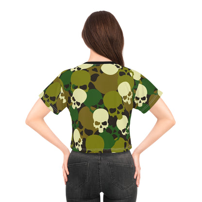 Edgy Skull Camouflage Crop Tee for Urban Style