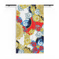 Baroque Scroll Sheer Curtain — Ornate Gold & Red Window Panel
