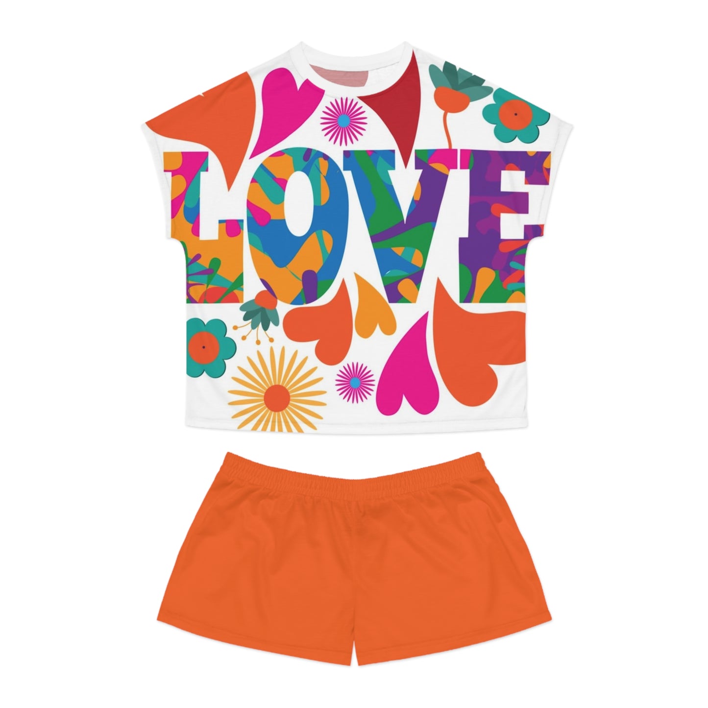 Short Pajama Set - Love Hearts Design