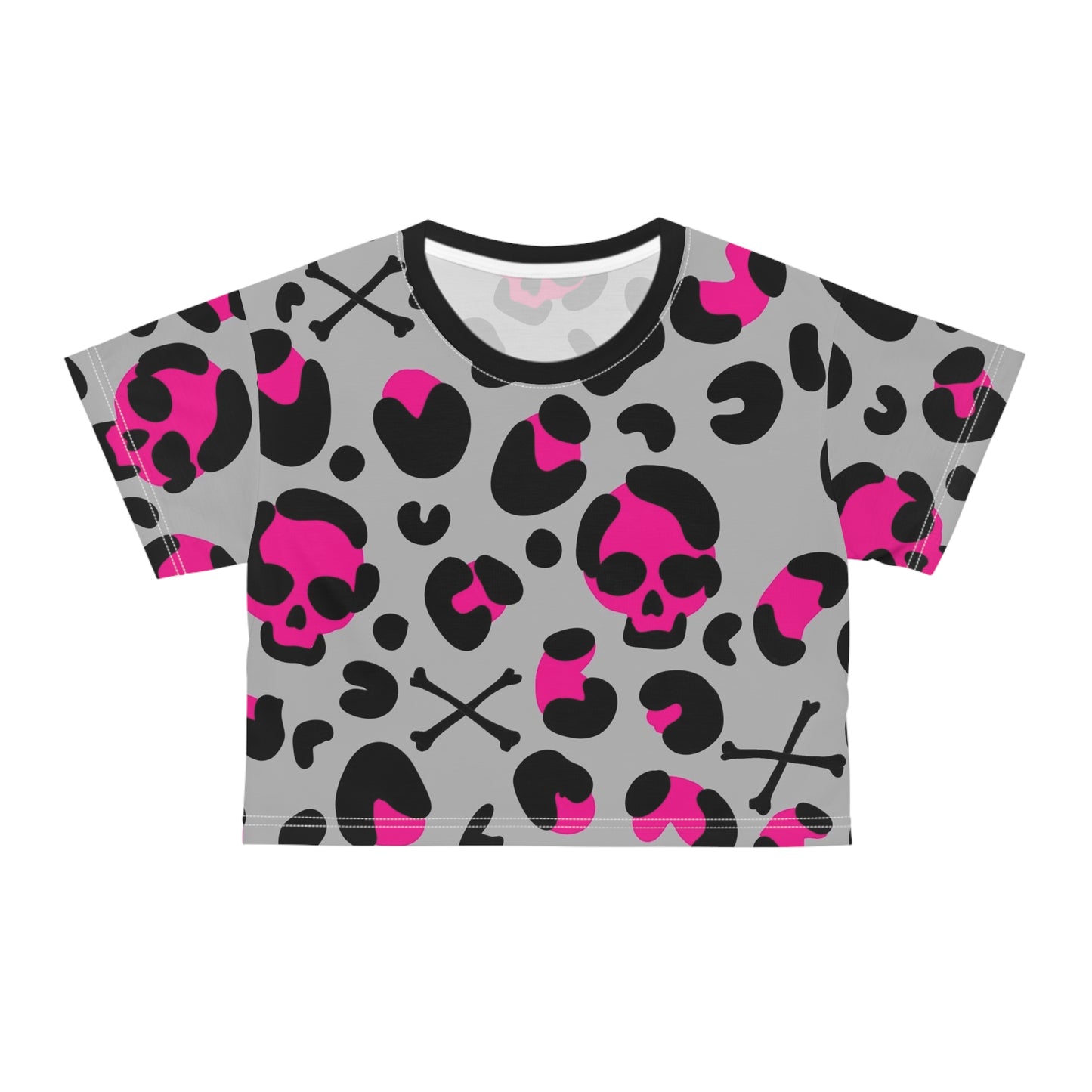 Skulls n Crossbones  Animal Print Crop Tee