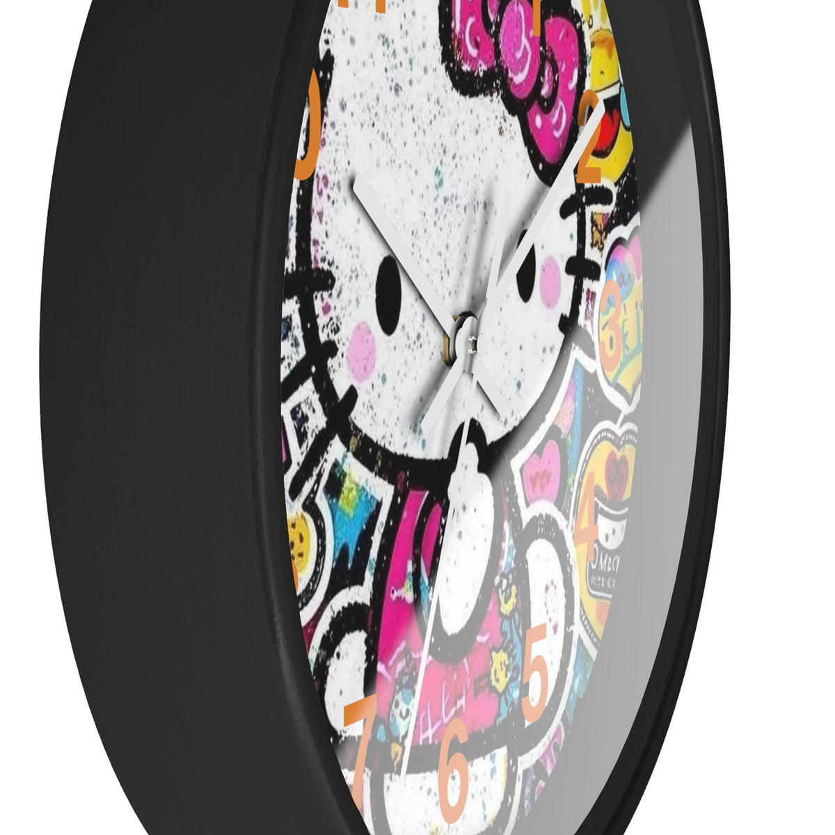 Hello Kitty Pop Art Wall Clock — Colorful Kawaii Sticker Collage Clock