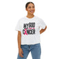 Boxy Tee — "My God Is Bigger Than Cancer" Pink Ribbon Breast Cancer Awareness Shirt