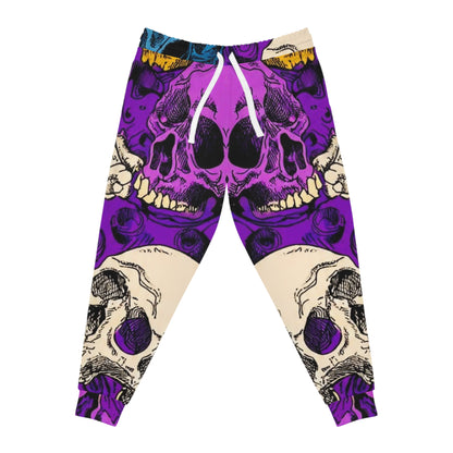 Skull Pop Art Athletic Joggers - Colorful Retro Skull Print