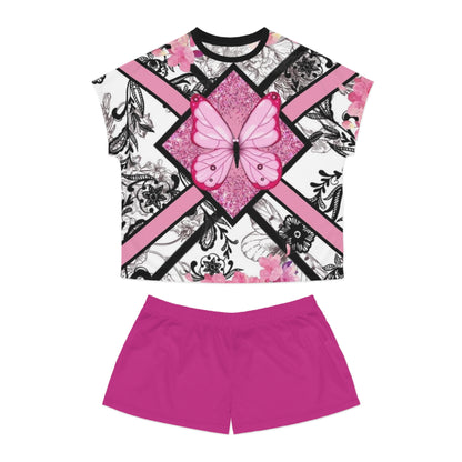 Floral Butterfly Women's Short Pajama Set for Cozy Nights
