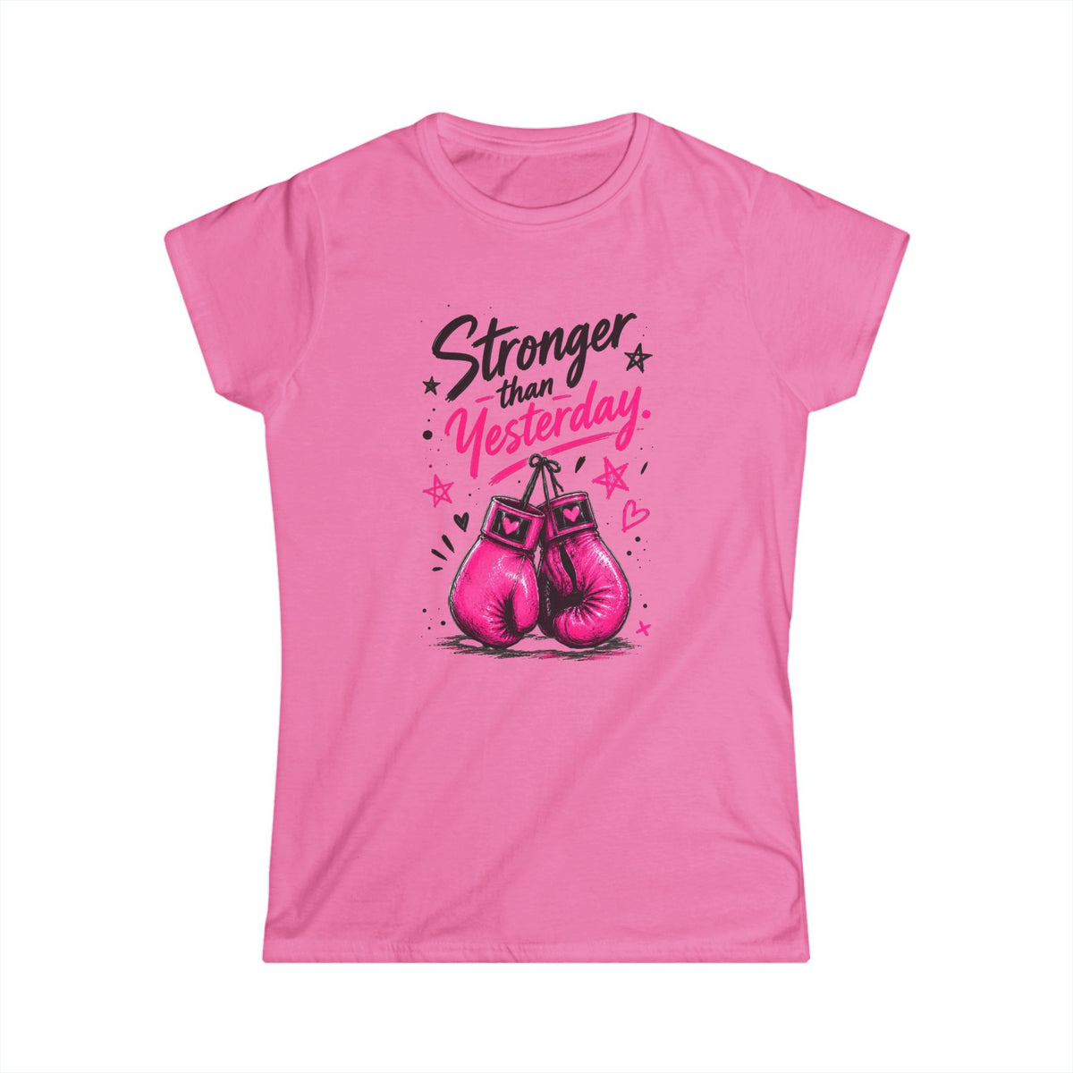 Women's Tee — "Stronger Than Yesterday" Breast Cancer Awareness Pink Tee