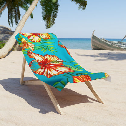 Tropical Floral Beach Towel – Vibrant Hibiscus Design for Summer Fun