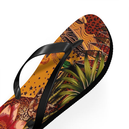 Tropical Leopard Flip Flops - Colorful Summer Footwear