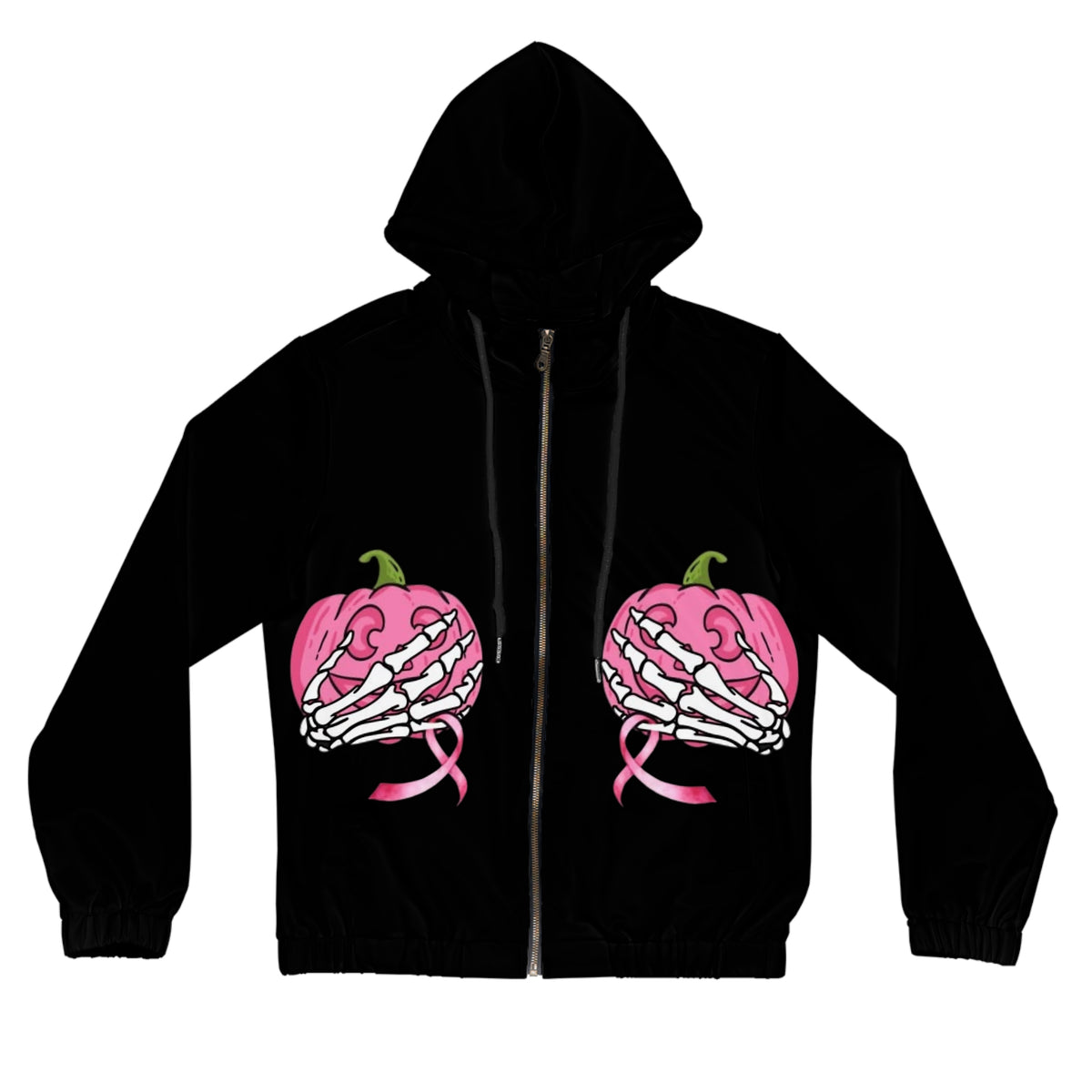 Breast Cancer Awareness Pink Pumpkin Zip Hoodie
