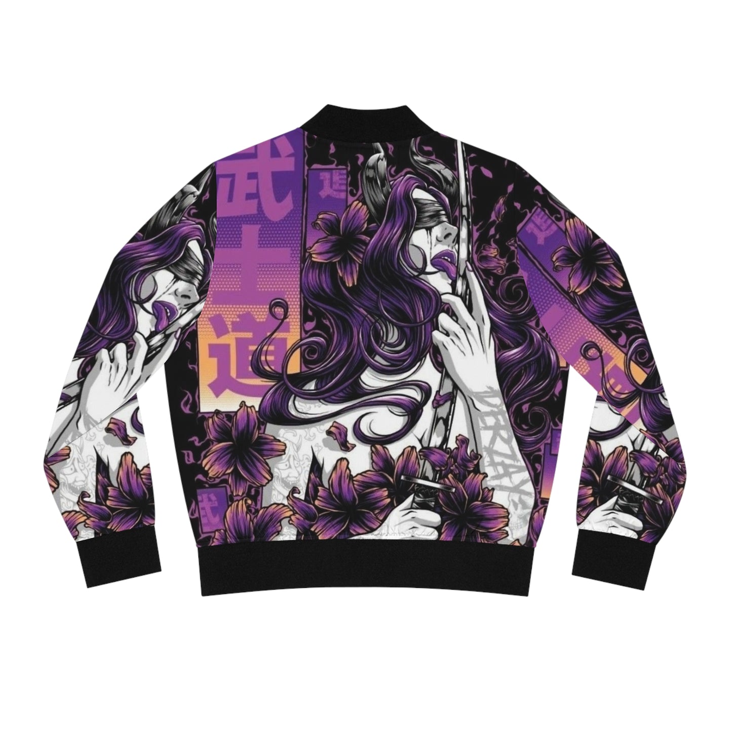 Purple Geisha Floral Bomber Jacket