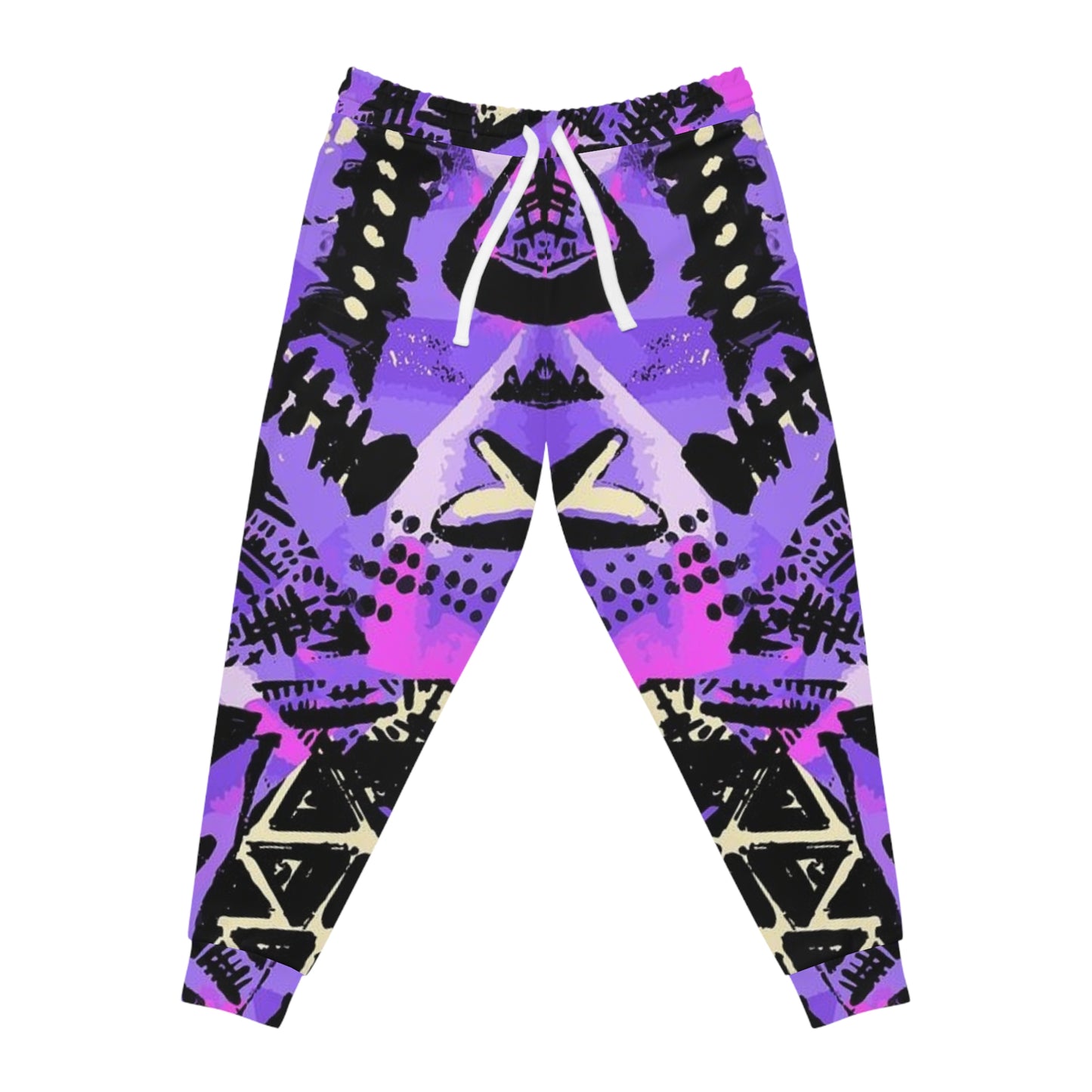 Purple Tribal Print Athletic Joggers — All-Over Print Sport Pants